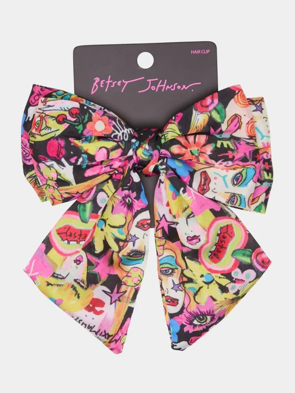 Betsey Johnson Oversized Bow Clip Black Multi NWT